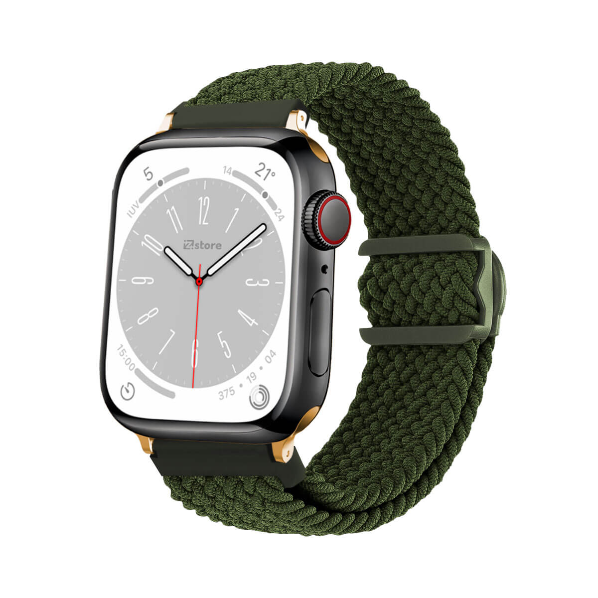 Correas de Nylon Para Apple Watch 38-40-41mm Gold Verde Militar