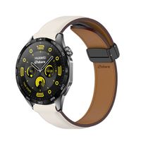 Correa de Cuero Para Huawei Watch GT4 Broche Magnético 46mm Crema