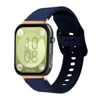 Correa Silicona Para Huawei Watch Fit 3 Hebilla Gold Rose Azul Oscuro