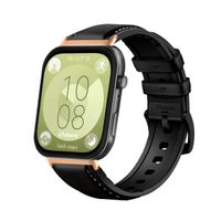 Correa de Cuero Para Huawei Watch Fit 3 Gold Rose Negro