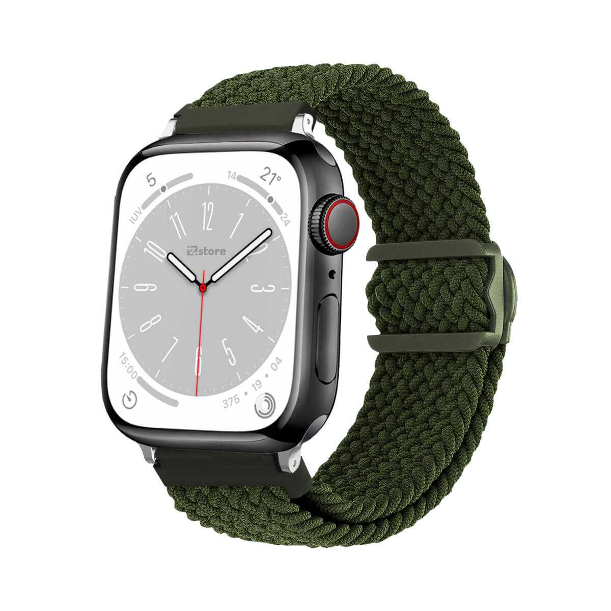 Correas de Nylon Para Apple Watch 38-40-41mm Silver Verde Militar