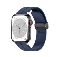 Correa Para Apple Watch Broche Magnético 42-44-45-49mm Silver Azul Oscuro