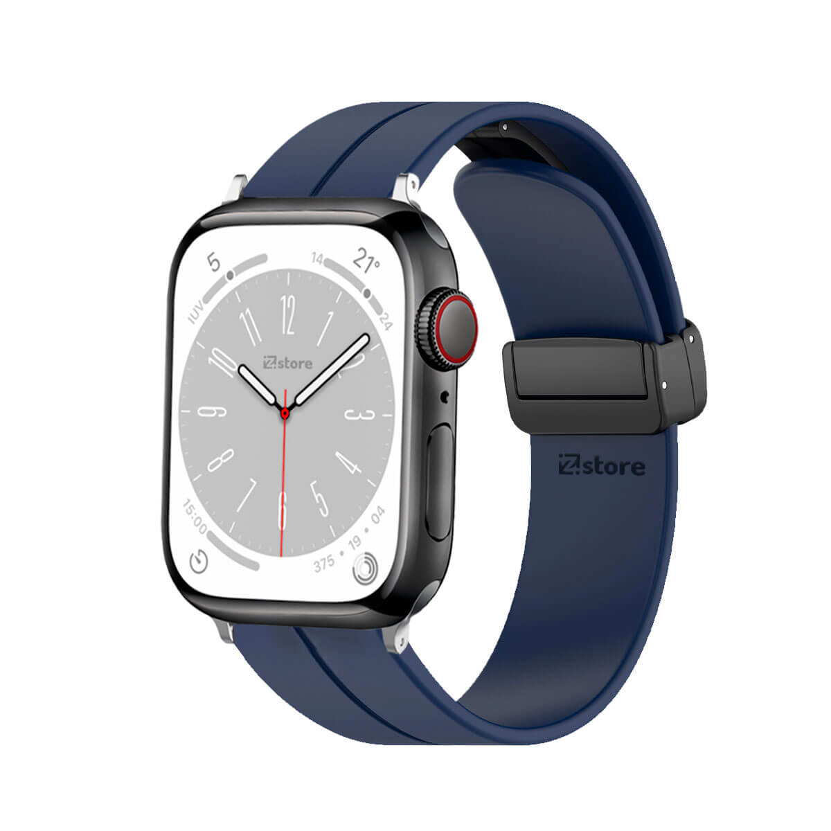 Correa Para Apple Watch Broche Magnético 42-44-45-49mm Silver Azul Oscuro
