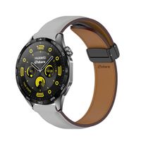 Correa de Cuero Para Huawei Watch GT4 Broche Magnético 46mm Gris