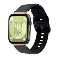 Correa Silicona Para Huawei Watch Fit 3 Hebilla Gold Rose Negro