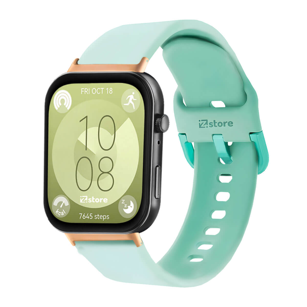 Correa Silicona Para Huawei Watch Fit 3 Hebilla Gold Rose Verde Esmeralda