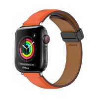 Correa De Cuero Para Apple Watch 38-40-41mm Silver Naranja