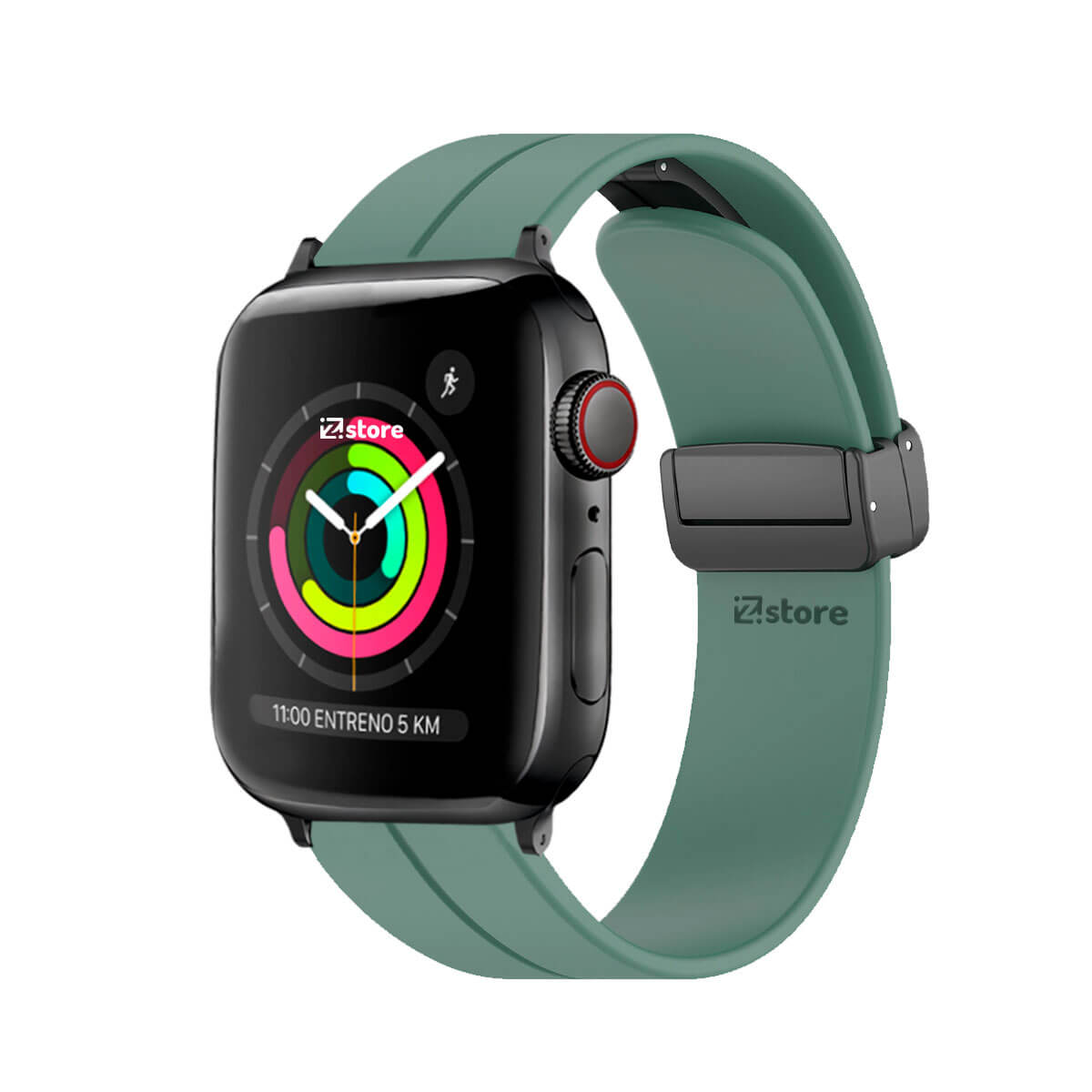 Correa Para Apple Watch Broche Magnético 38-40-41mm Black Verde Pino
