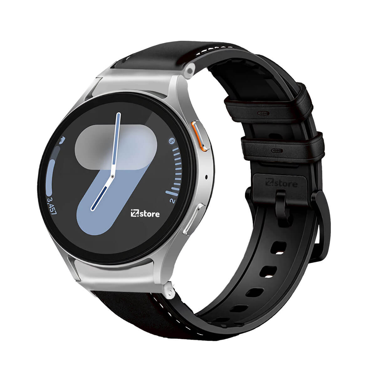 Correa de Cuero Para Samsung Galaxy Watch 7 Silver Negro
