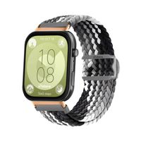 Correa de Nylon Para Huawei Watch Fit 3 Gold Rose Gris Tricolor