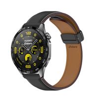 Correa de Cuero Para Huawei Watch GT4 Broche Magnético 46mm Negro