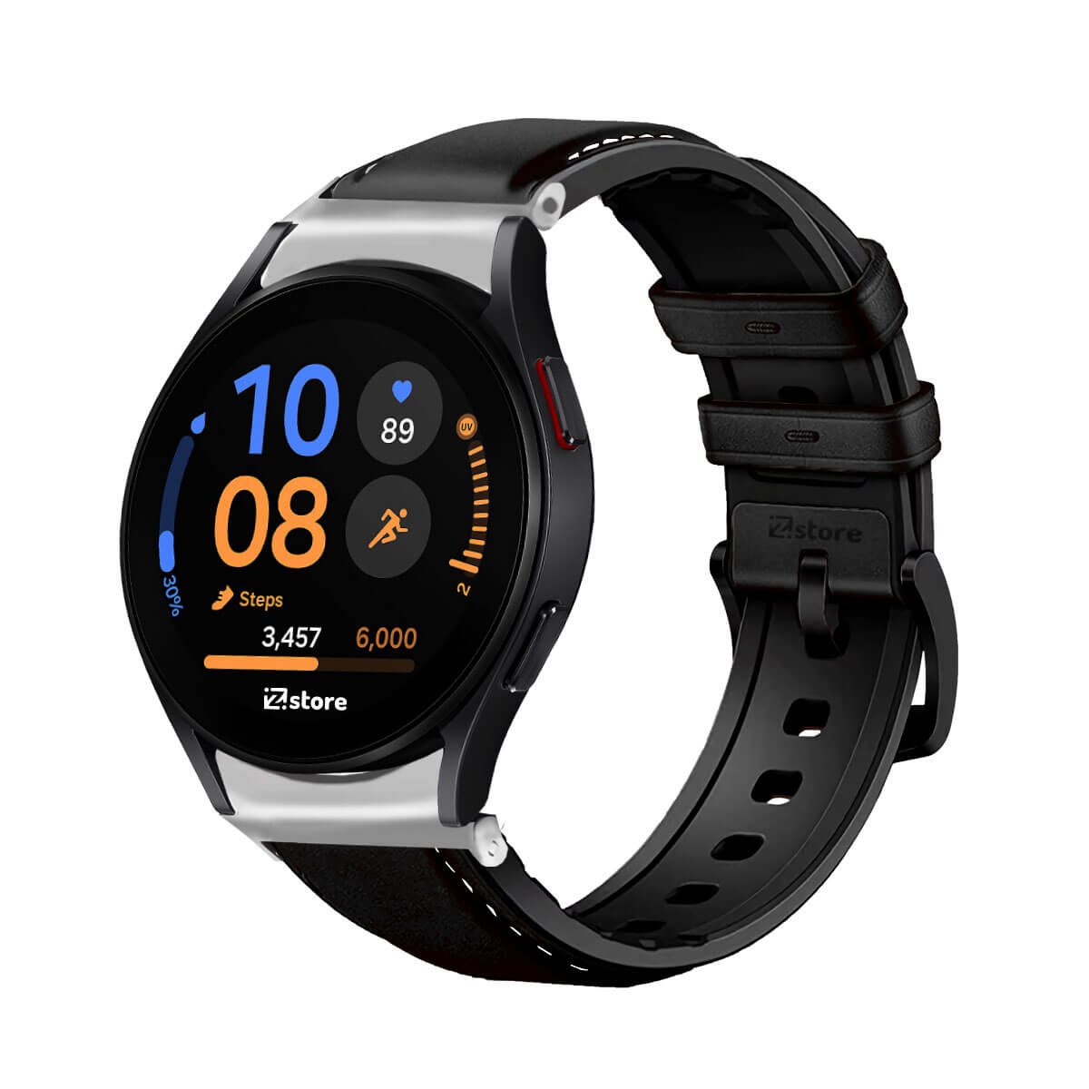 Correa de Cuero Para Samsung Galaxy Watch FE Silver Negro