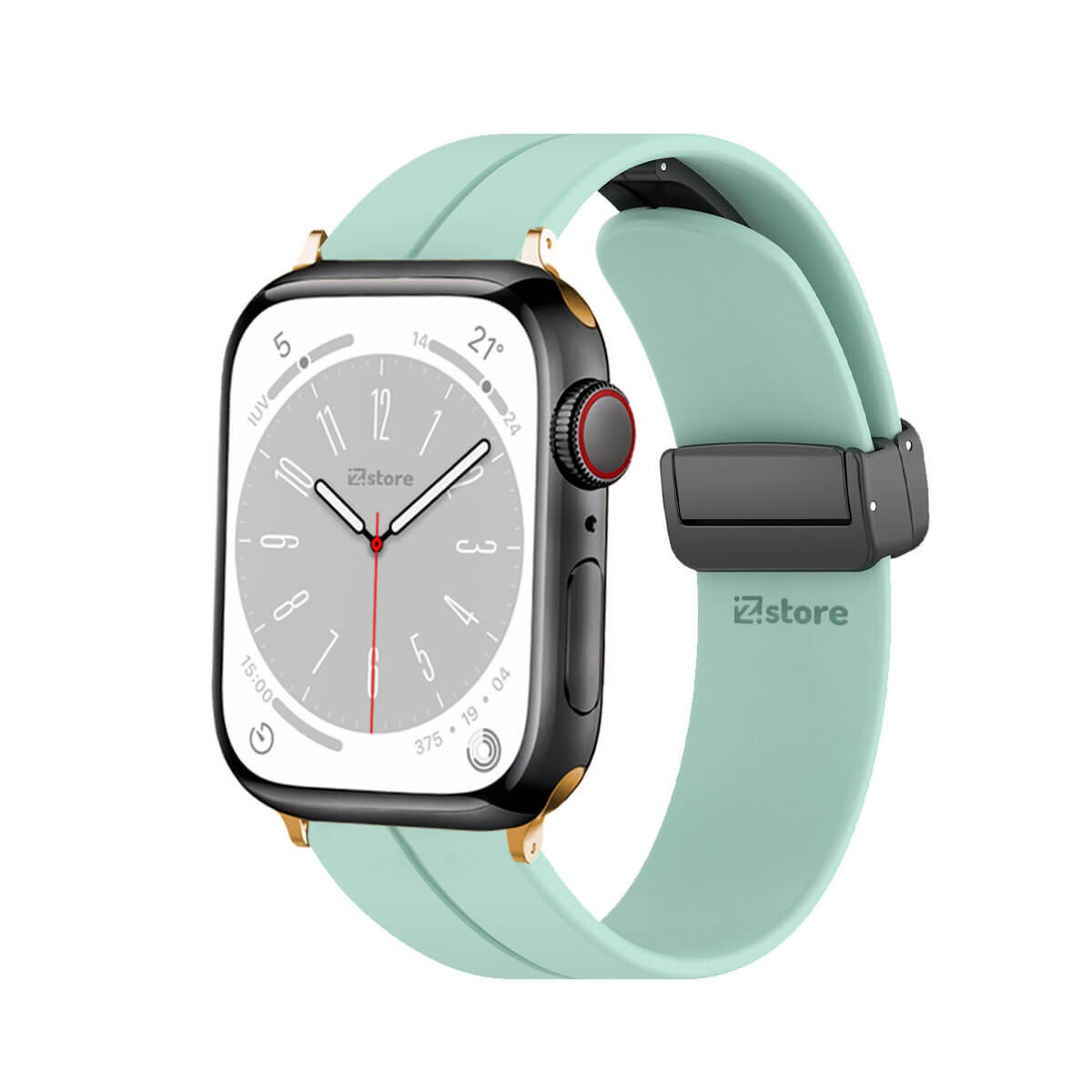 Correa Para Apple Watch Broche Magnético 42-44-45-49mm Gold Verde Agua