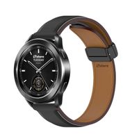Correa de Cuero Para Xiaomi Watch S3 Broche Magnético Negro