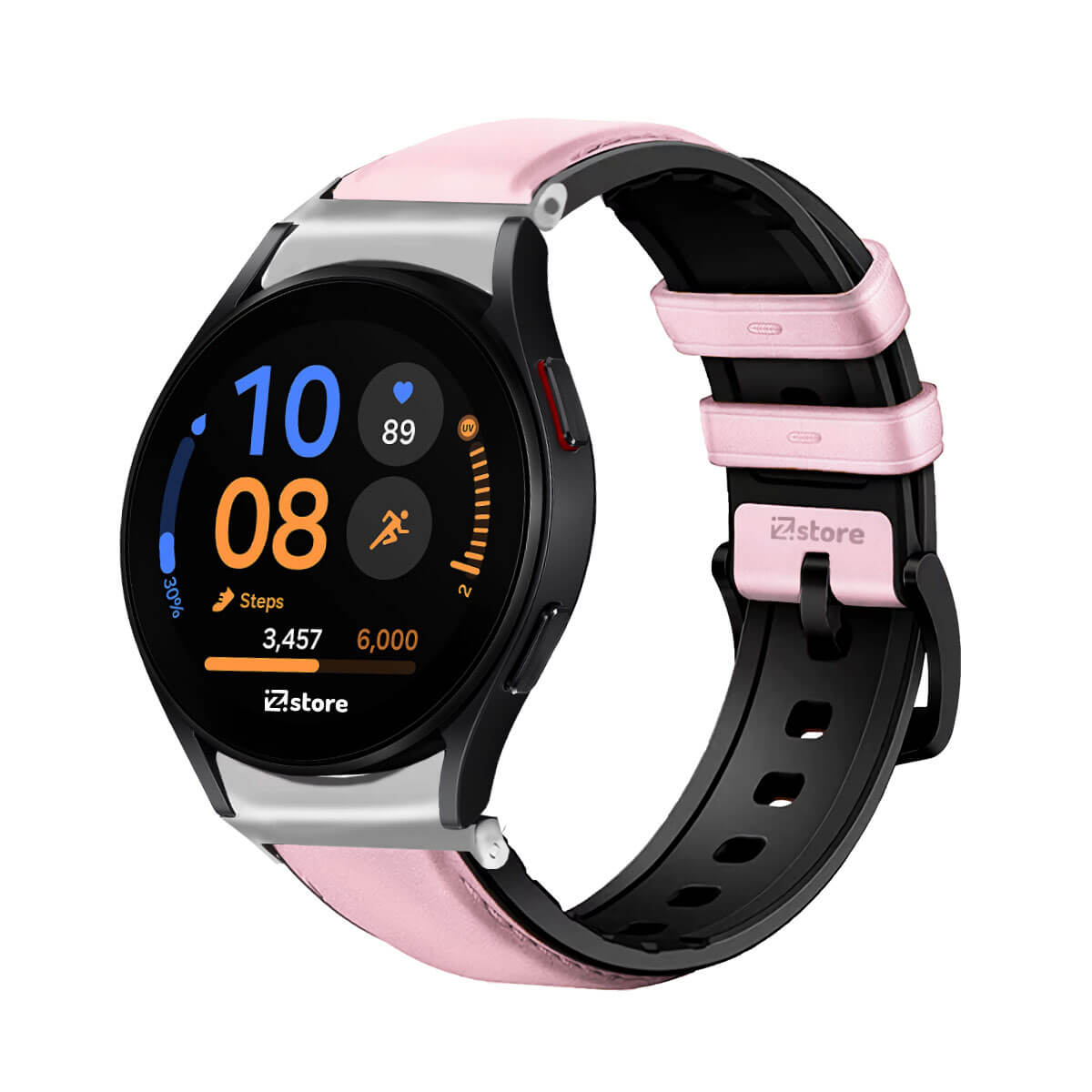 Correa de Cuero Para Samsung Galaxy Watch FE Silver Rosado