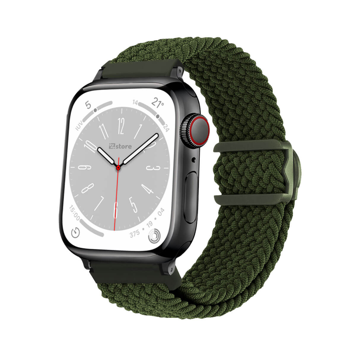 Correas de Nylon Para Apple Watch 42-44-45-49mm Black Verde Militar