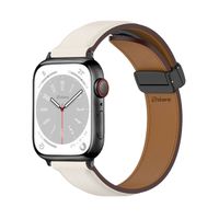 Correa De Cuero Para Apple Watch 42-44-45-49mm Black Crema