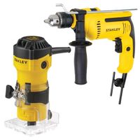 Fresadora 1/4"" 550W + Taladro Percutor 1/2"" 700W Stanley