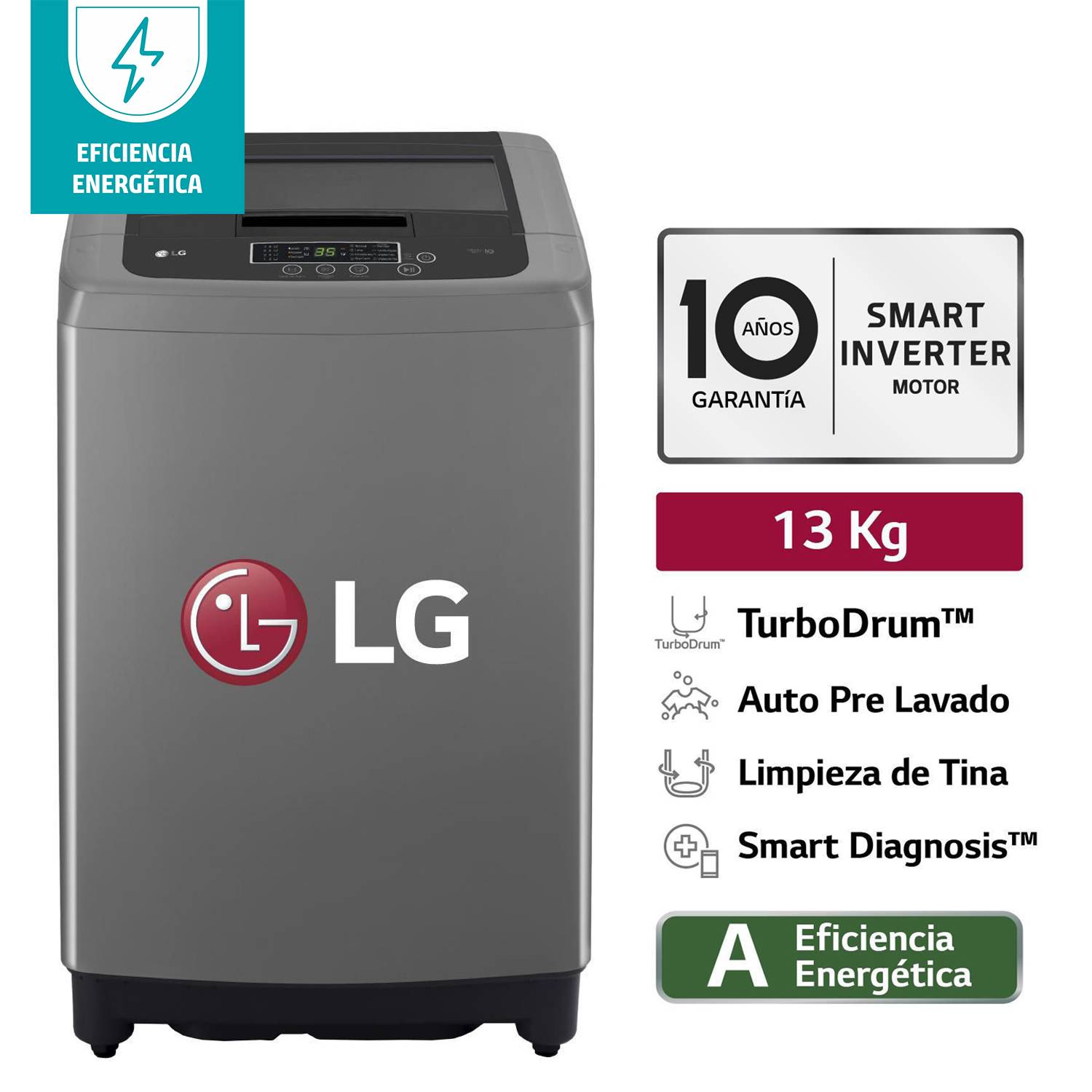 Lavadora WT13BPBK 13kg Smart Motion Carga Superior Negro Claro LG