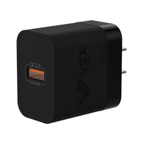 Cargador de pared negro carga rápida 30W