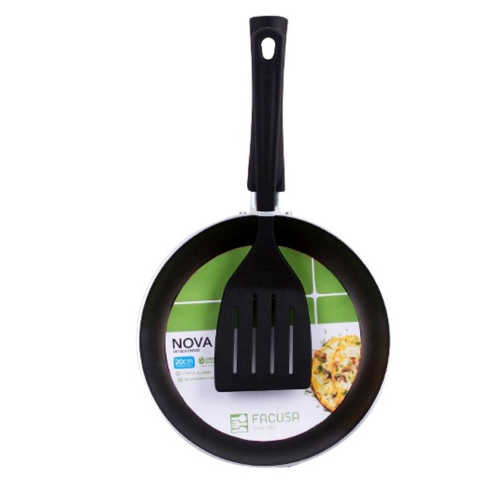 Sarten Antiadherente Nova 20 cm con Espátula de Nylon 4 – Facusa: Resistencia y Calidad para tu Coci