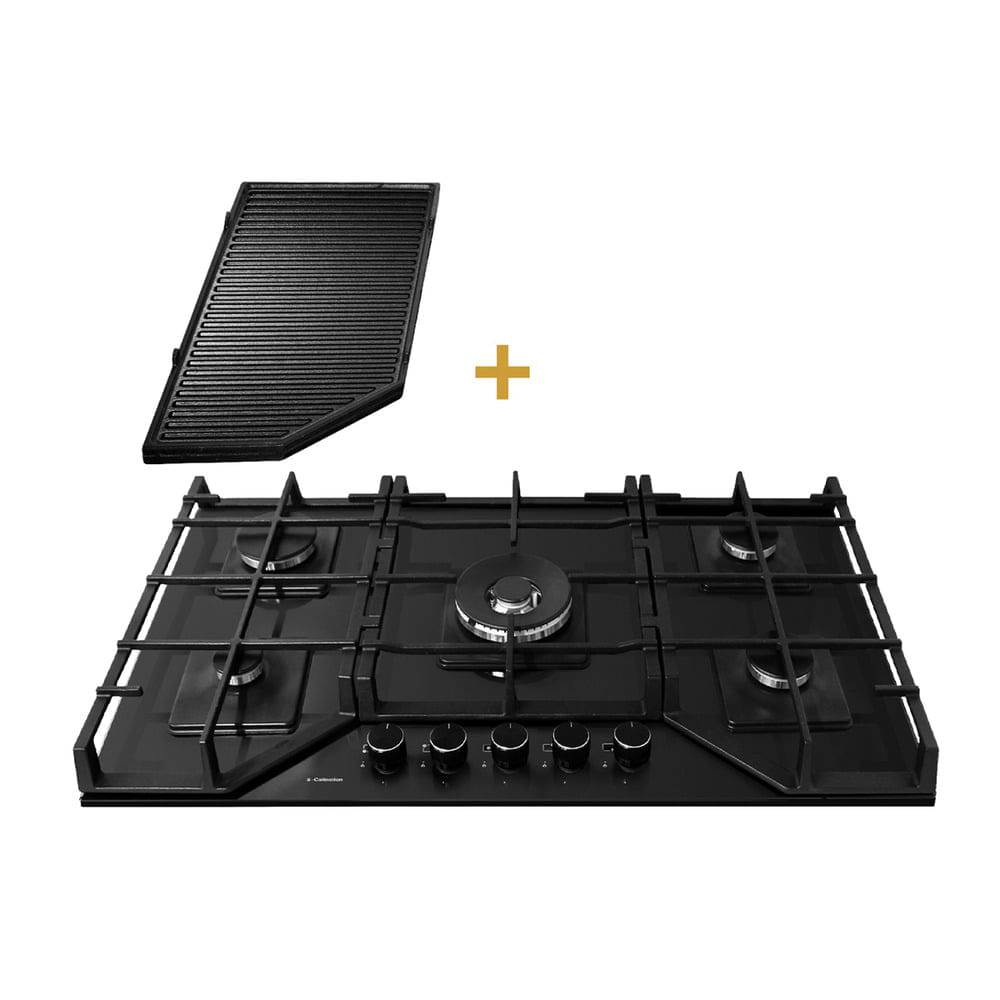 Encimera a Gas Sole S-COLLECTION 5 Quemadores SOLCO060 + Parrilla Max Grill de Hierro Fundido (MUND