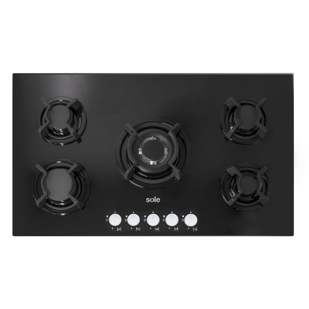 Encimera Sole de Vidrio Templado con 5 Quemadores y Triple Flama 86 cm SOLCO033 (MUNDO ELECTRONICO)