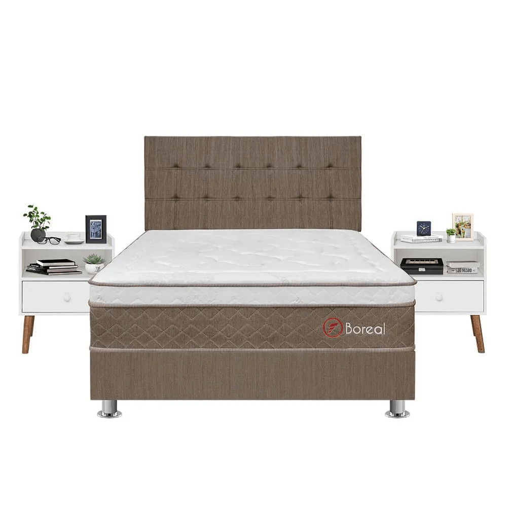 Dormitorio Boreal 2 Plazas + Velador Fer Blanco