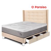Dormitorio Royal Balanzze Con Cajones + Cabecera Gold 1.5 Plazas Champagne