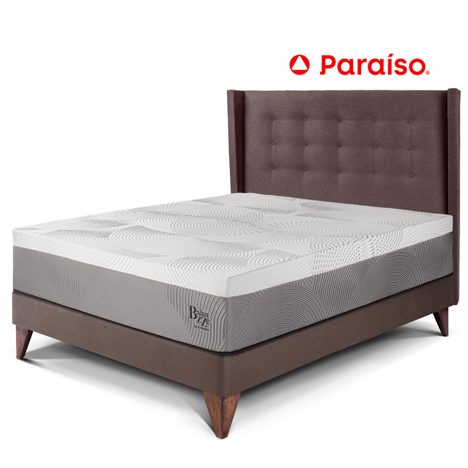 Dormitorio Europeo Royal Balanzze + Cabecera Gold 2 Plazas Chocolate