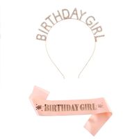 Set vincha y banda cumpleaños Birthday Girl oro rosa
