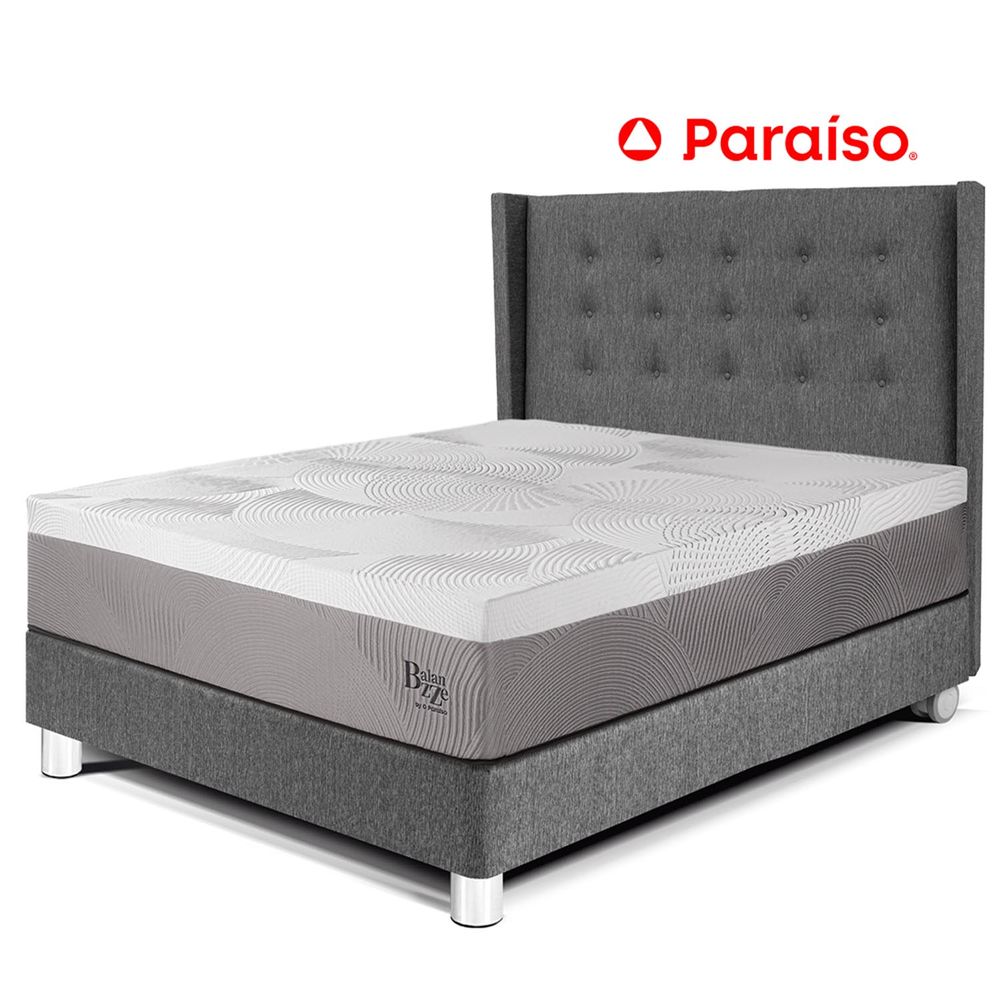 Dormitorio Royal Balanzze + Cabecera Gold 2 Plazas Gris