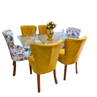 Juego de Comedor Mármol 6 Sillas Nikol – Amarillo