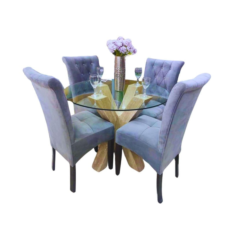 Juego de Comedor Mármol 4 Sillas Zoe – Gris