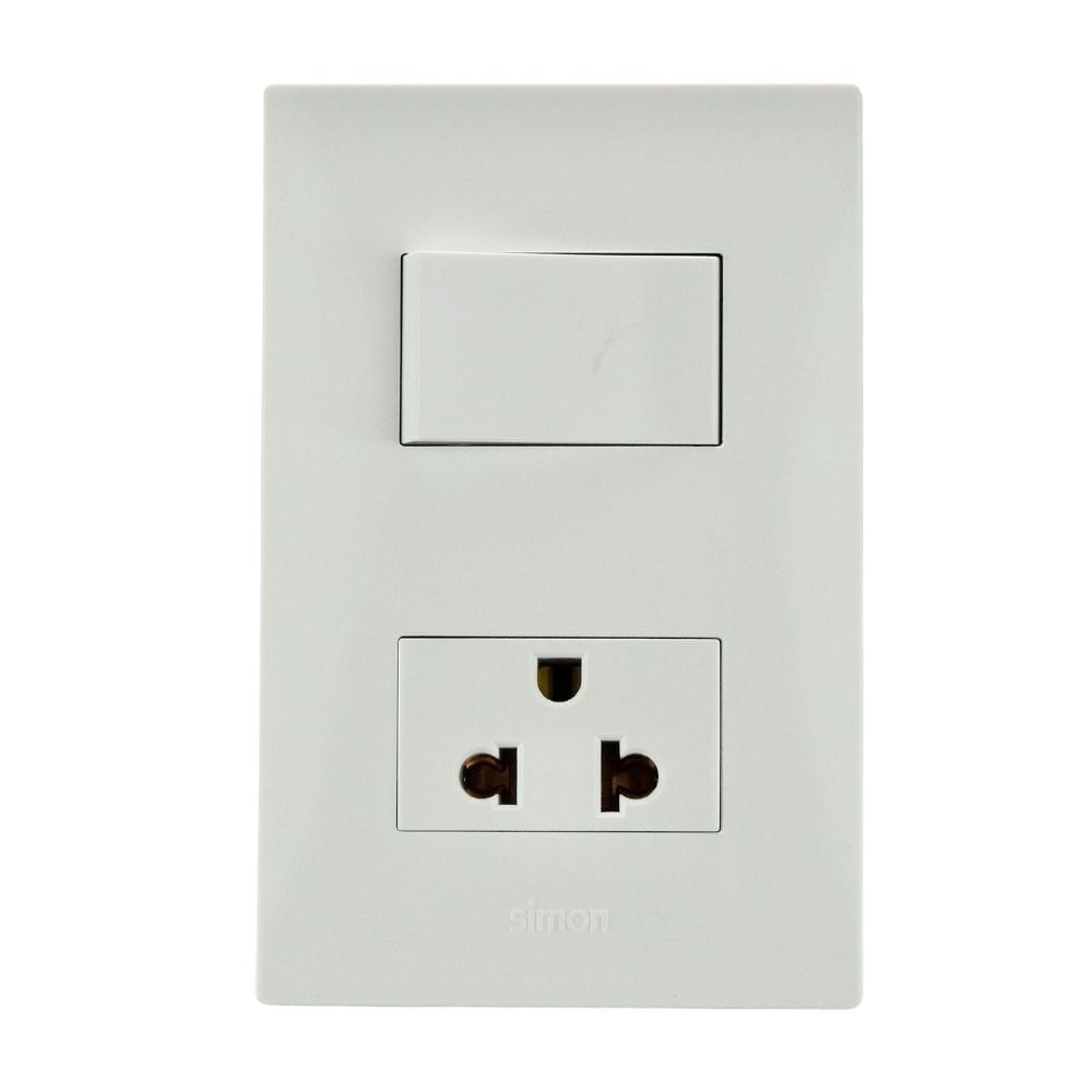 Interruptor + Tomacorriente Universal S220 Blanco Simon