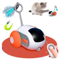 Juguete para Gatos Carro con Control Remoto Pluma, Blanco/Naranja, pgct081