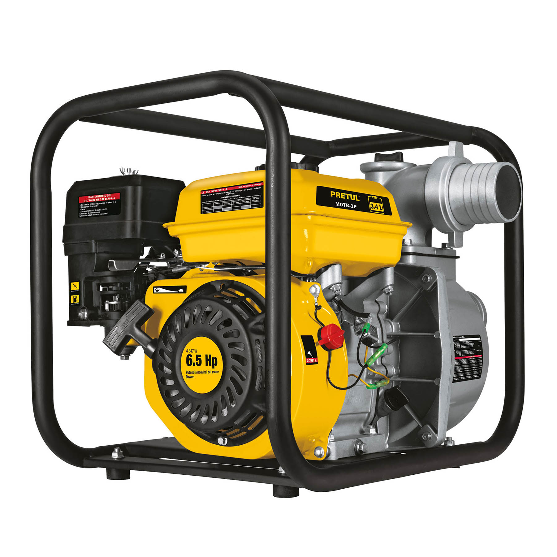 Motobomba 3"" x 3"" 6 1/2 HP Pretul