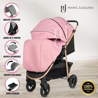 Coche Cuna De Lujo «VALENCIA GOLD» Original Pink
