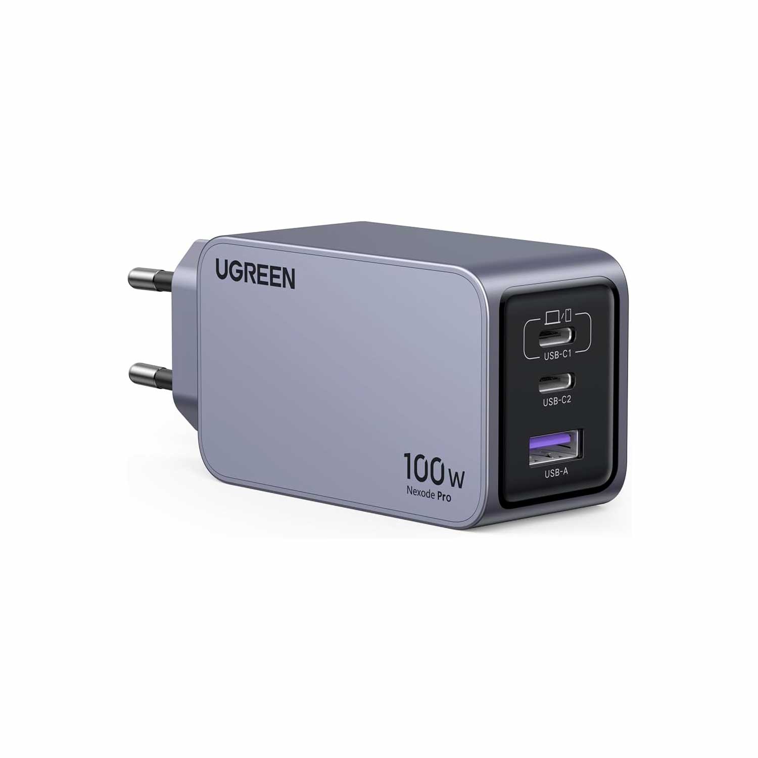 Cargador Ugreen 100w 2USB-C 1USB Gan +cable C Para Mac Color Gris X757 25873