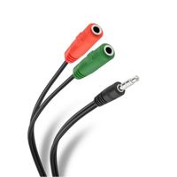 Cable De 2 Jack 3.5mm Estéreo A Plug 3.5mm Trrs - Negro