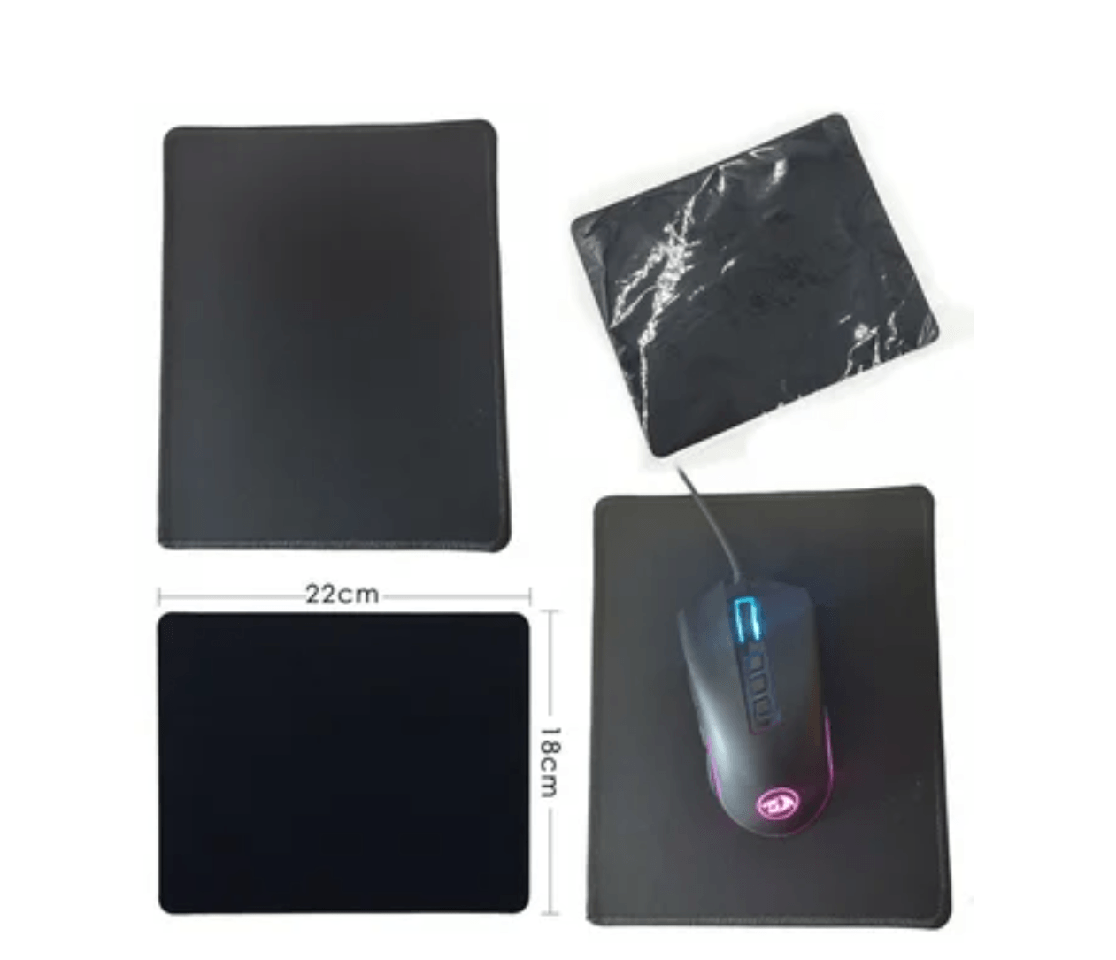 Mouse Pad Base Escritorio 22x18cm Alta Calidad bordado Negro