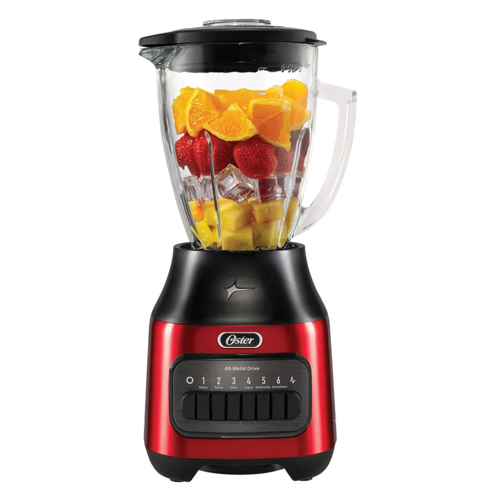 Licuadora Oster® 1.5L con 6 Velocidades y Motor de 600W – Vaso de Vidrio Boroclass BLSTPEG-CPB (MUND