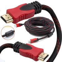 Cable HDMI  Con Filtro 5 Metros  HD 3D V1.4 Enmallado Negro Con Rojo