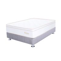 Cama Americana Valente 1.5 plazas Gris + 1 almohada viscoelastic + 1 protector