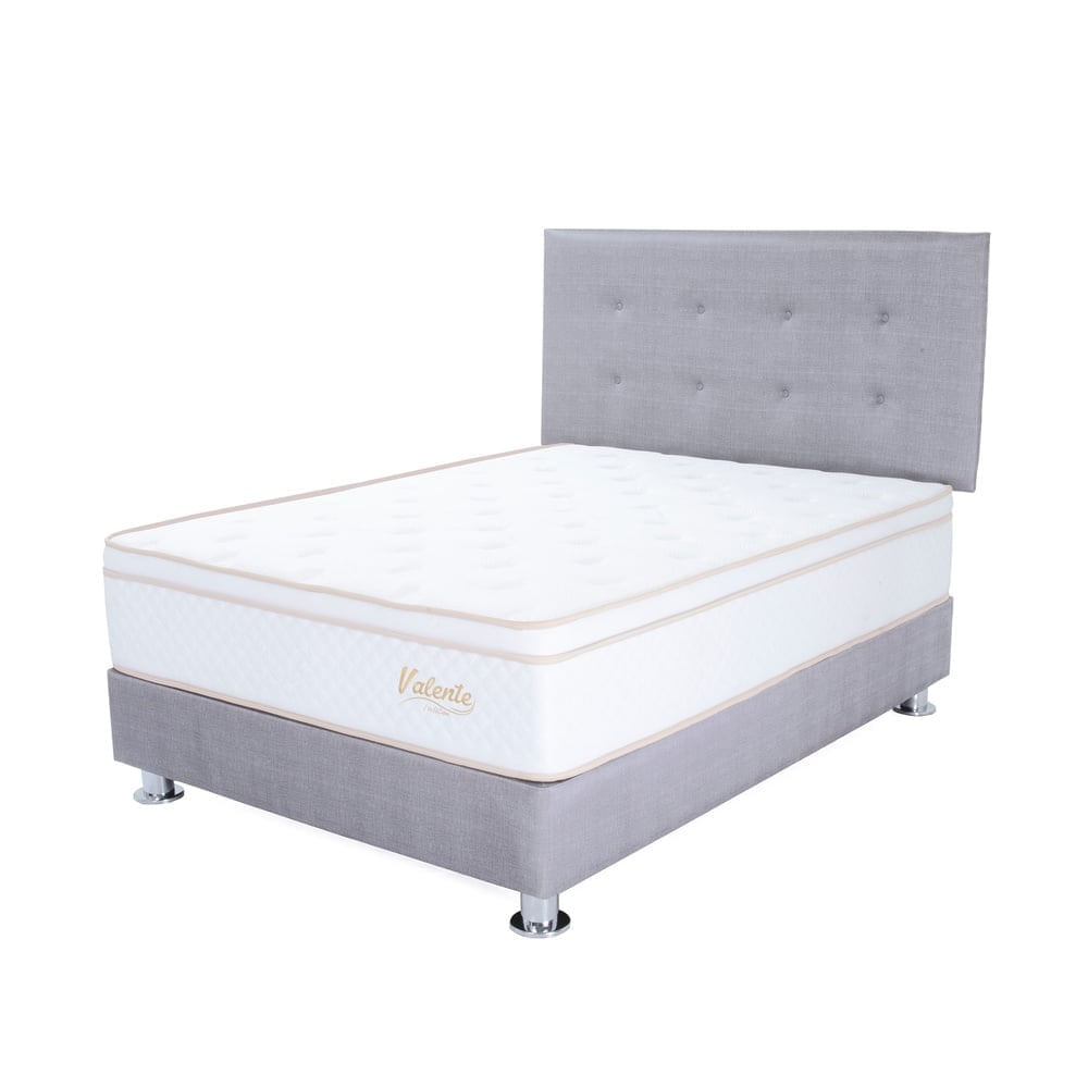Dormitorio Valente 1.5 Plazas Gris + 1 Almohada Viscoelastic + 1 Protector
