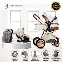 Coche Moisés de Lujo «GOLD LABELL» Con Portabebé Blanco