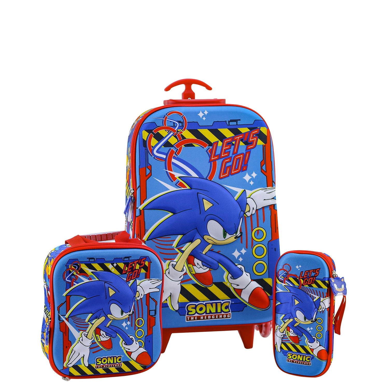 Set Maleta Full 3D EVA Triple Rueda Scool Ranger - SONIC