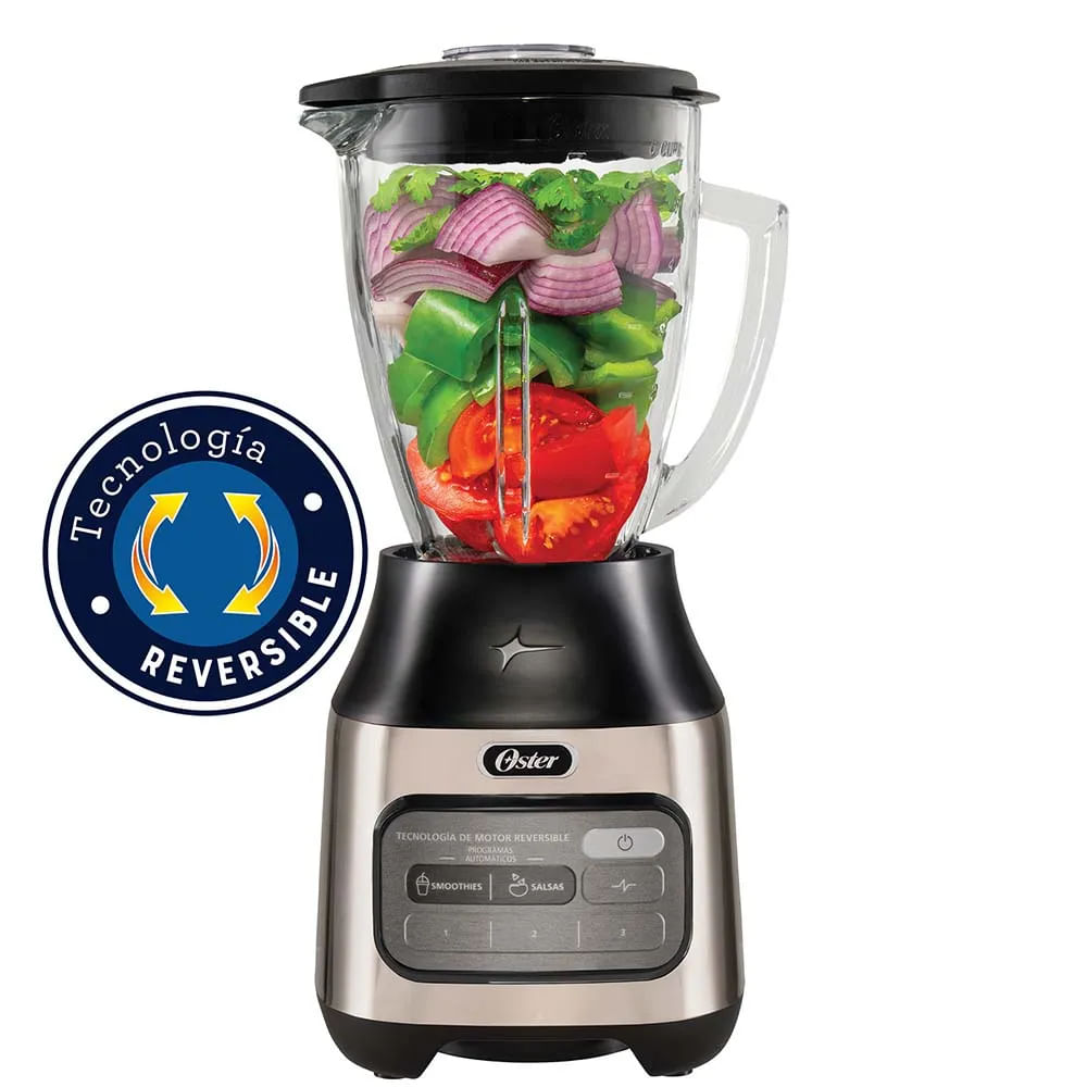 Licuadora Oster BLSTPEG-NRT con Tecnología Reversible y Vaso de Vidrio de 1.5L (MUNDO ELECTRONICO)