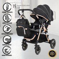 Coche Cuna de Lujo «PRAILINE» con Mochila Pañalero Negro