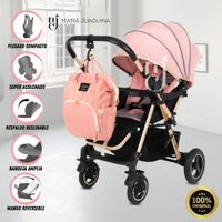Coche Cuna de Lujo «PRAILINE» con Mochila Pañalero Rosa